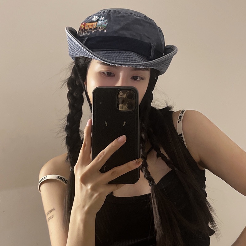 Nón denim MU GUA ZHI PIN (MG STUDIO) thời trang trẻ trung với 3 màu tùy chọn