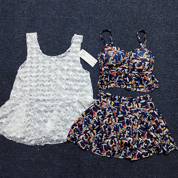 Bộ đồ bơi nữ 3 mảnh áo ren bikini đi biển | BigBuy360 - bigbuy360.vn