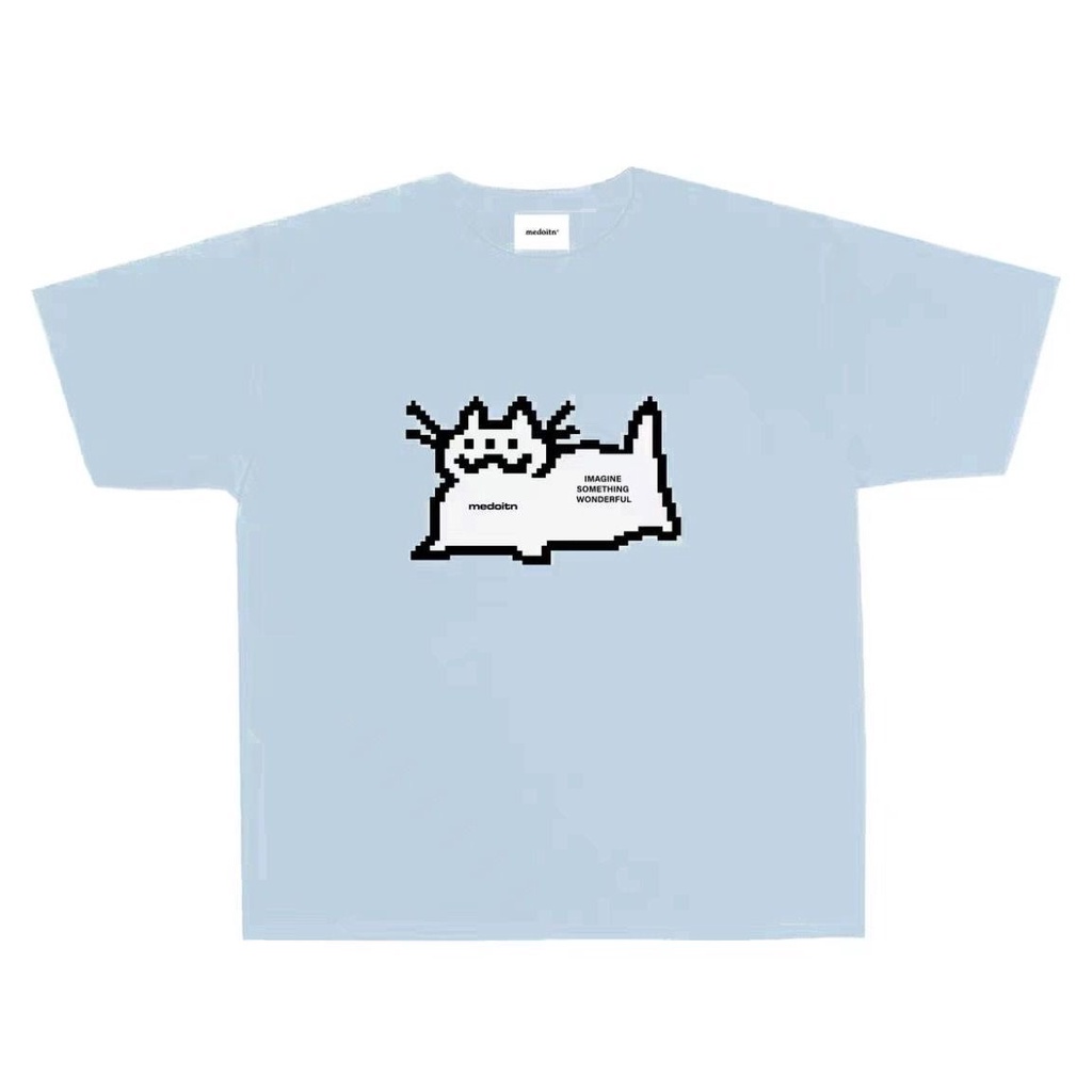 Áo Thun Tay Ngắn Cổ Tròn Dáng Rộng Vải Cotton In Họa Tiết Hoạt Hình Thời Trang Mùa Hè Cho Nữ