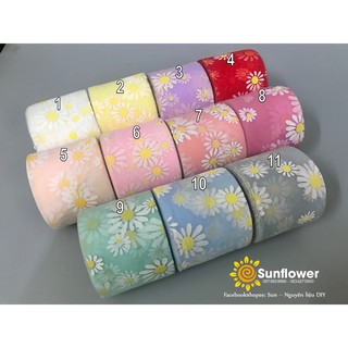 Ruy băng voan lưới in hoa cúc