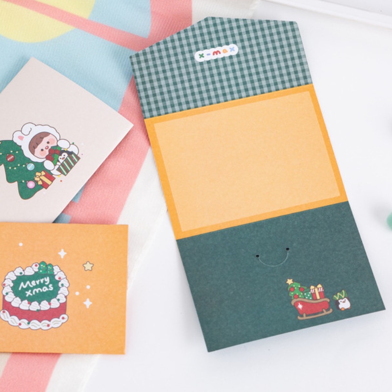 Thiệp chúc mừng giáng sinh/sinh nhật họa tiết hoạt hình dễ thương có thể gấp gọn