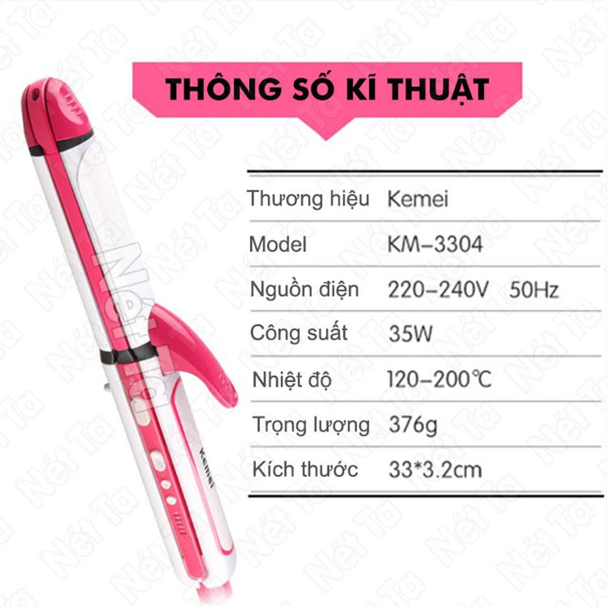 Máy kẹp tóc 3 in 1 chính hãng Kemei 3304 | Máy làm tóc tại nhà dễ dàng ( hàng sẵn )