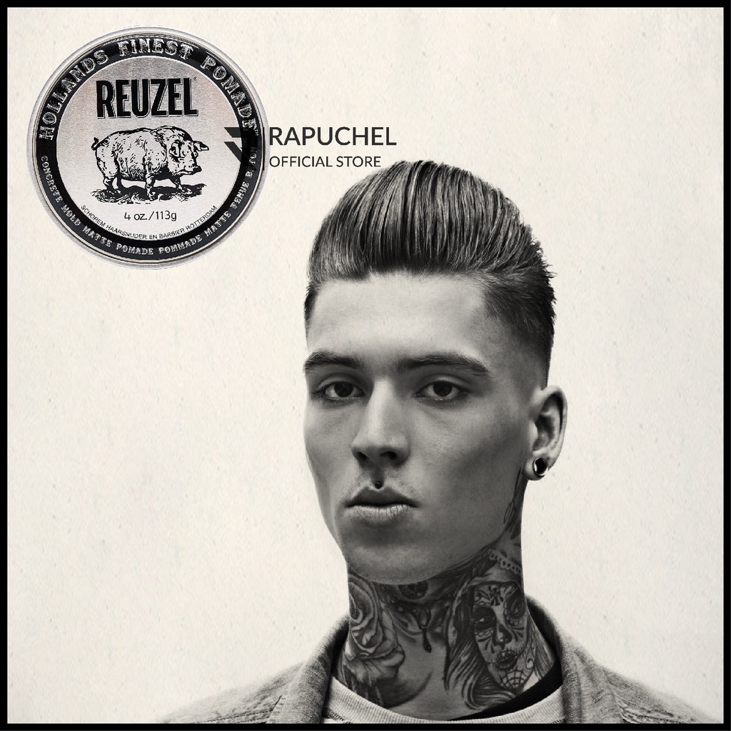 Sáp vuốt tóc nam Reuzel Concrete Hold Matte Pomade chính hãng giữ nếp cao cấp Rapuchel Store RC01