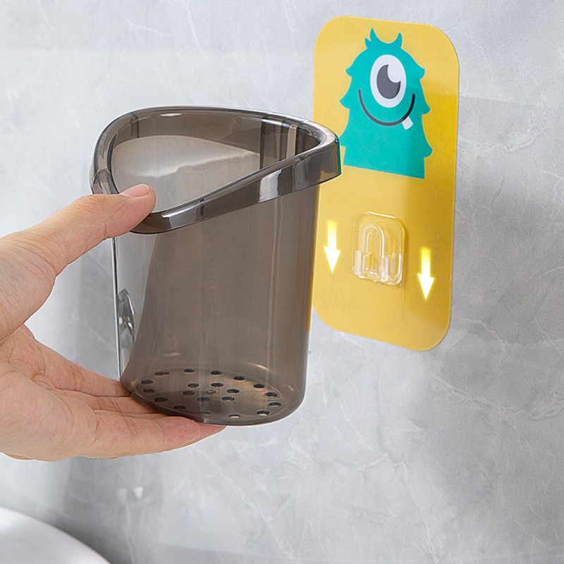 [Mới] Giá Đỡ Bàn Chải Đánh Răng / Cốc Đựng Lược Gắn Tường Có Lỗ Thoát Nước / Không Đục Lỗ