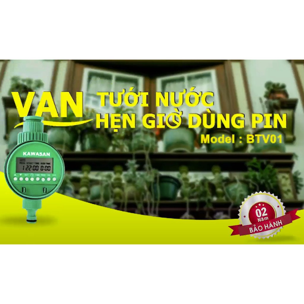 [ Chính Hãng ] Kawasan BTV01 - Van Tưới Nước Hẹn Giờ Tự Động Dùng Pin - Chính Hãng - Bảo Hành 2 Năm. Hưng Thịnh computer