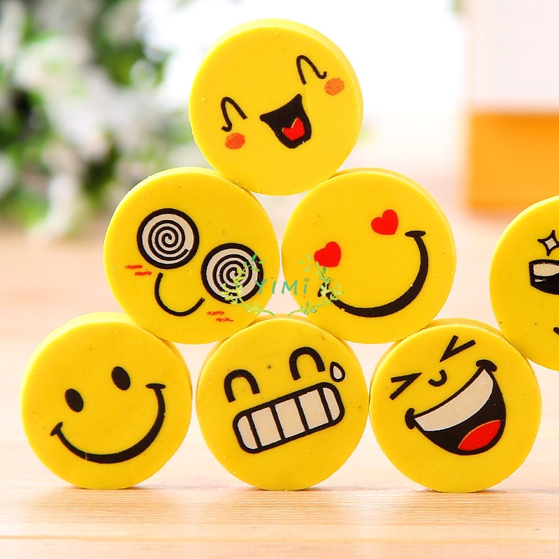 Cute smiley face Eraser Creative cartoon Anime Student circle❤Yimi❤