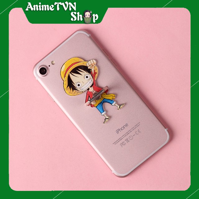 Móc giữ điện thoại Iring cao cấp kiểu nhẫn 2 in 1 in hình anime One piece  - chắc chắn chế độ xoay 360 độ