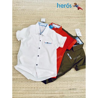 Áo sơ mi trẻ em cotton tay ngắn hoạ tiết túi giả