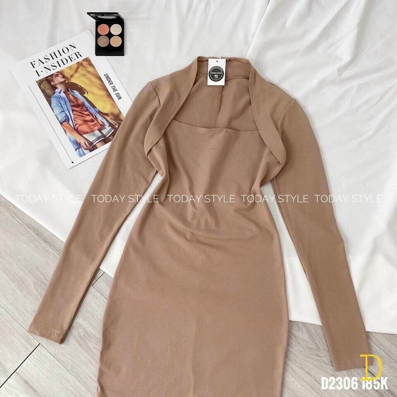 đầm ôm borip tay dài kiểu chùm vai