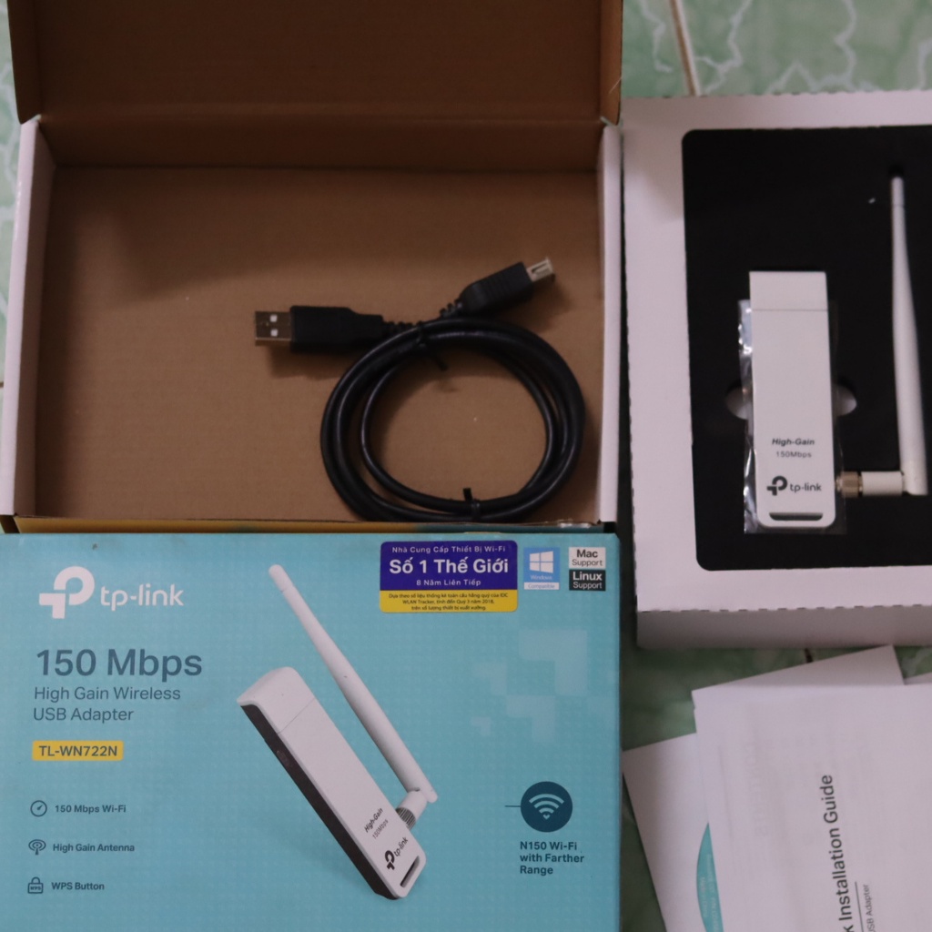 Cục thu wifi TP link 722N cho máy tính bàn pc laptop tốc dộ 150mbps hàng chính hãng bảo hành 24 tháng