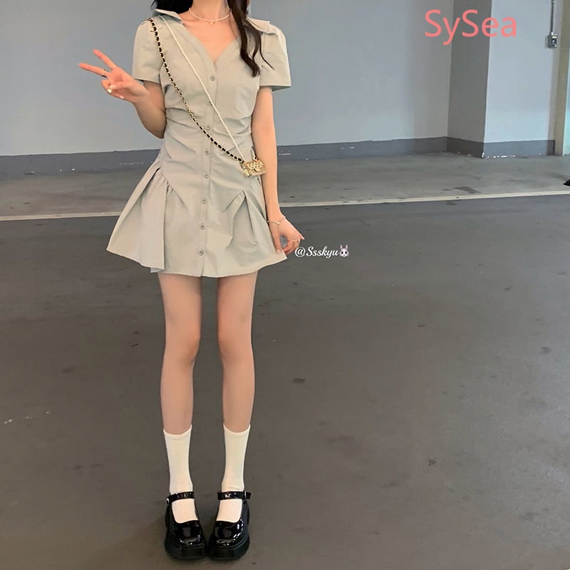 Đầm Sơ Mi Xếp Ly Phong Cách Hàn Quốc Cho Nữ