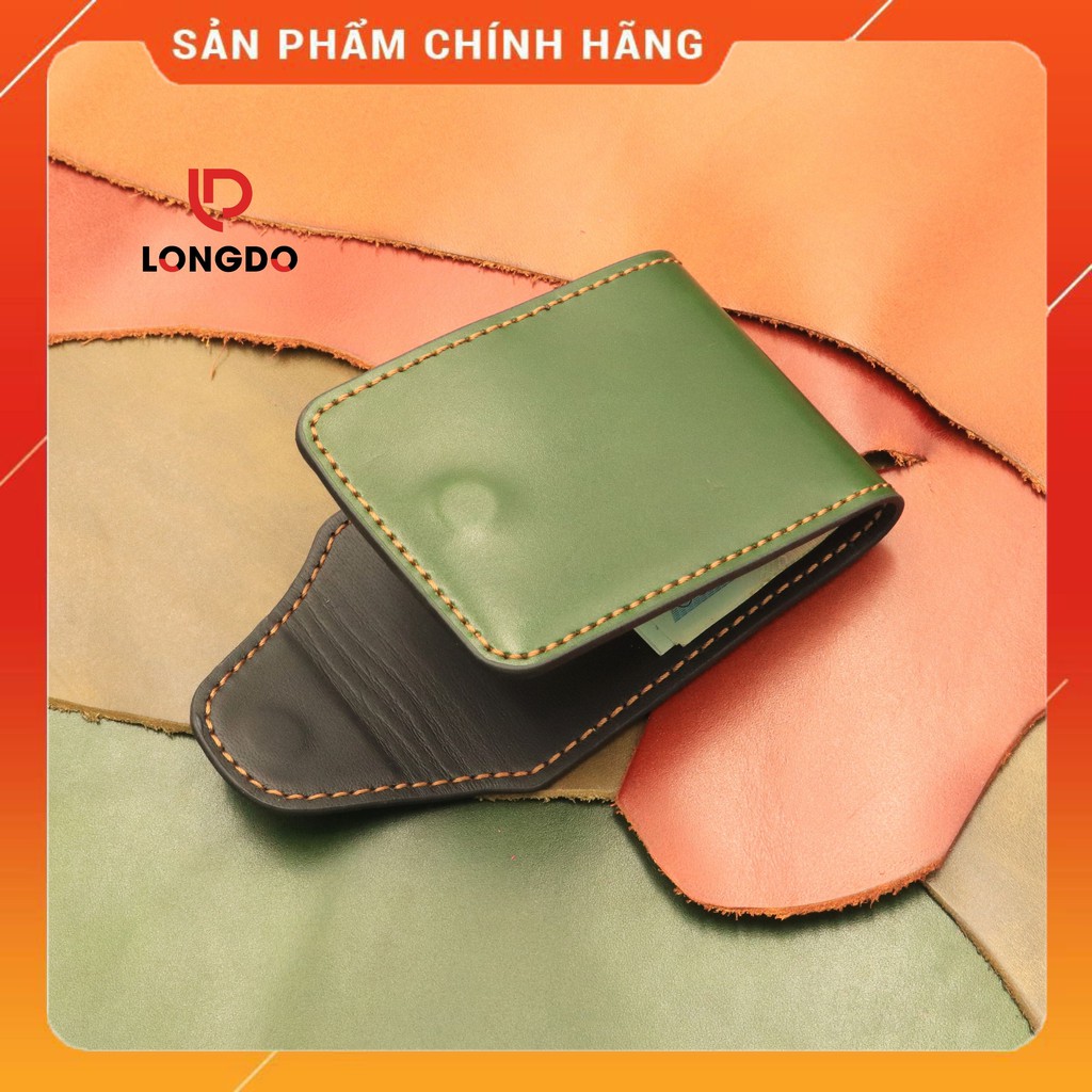 Ví Sen 5 Cao Cấp - Cam Kết 100% Da Bò Thật - Ví Nam Xanh Lá Cây Hàng Chính Hãng Thương Hiệu Longdo Leather