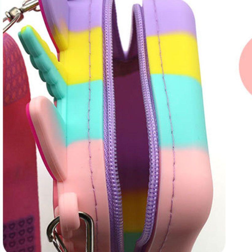 Túi Đeo Chéo Hình Kỳ Lân Chất Liệu Silica Gel Chống Căng Thẳng Có Khóa Kéo Dễ Thương Cho Bé