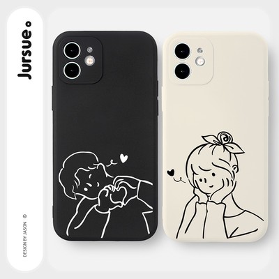 Ốp lưng JURSUE hoạt hình cặp đôi dễ thương đẹp cho iPhone 17 16 15 14 13 12 11 Pro Max SE 2020 X XR XS ip 8 7 Plus kute Y225