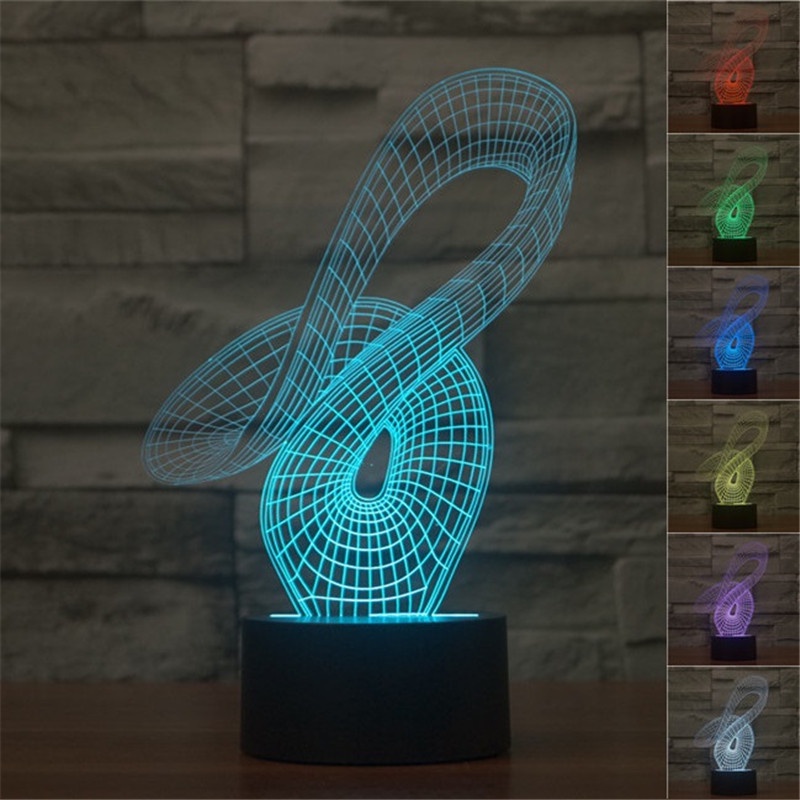 Đèn ngủ giải nén 3D 7 màu Đèn bàn LED USB giảm chuyển màu