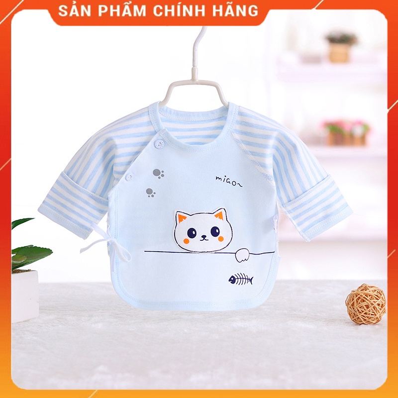 Áo dài cho bé trai bé gái sơ sinh dáng lửng kiểu nhà sư hàng xuất cao cấp 100% cotton nguyên chất _ A01