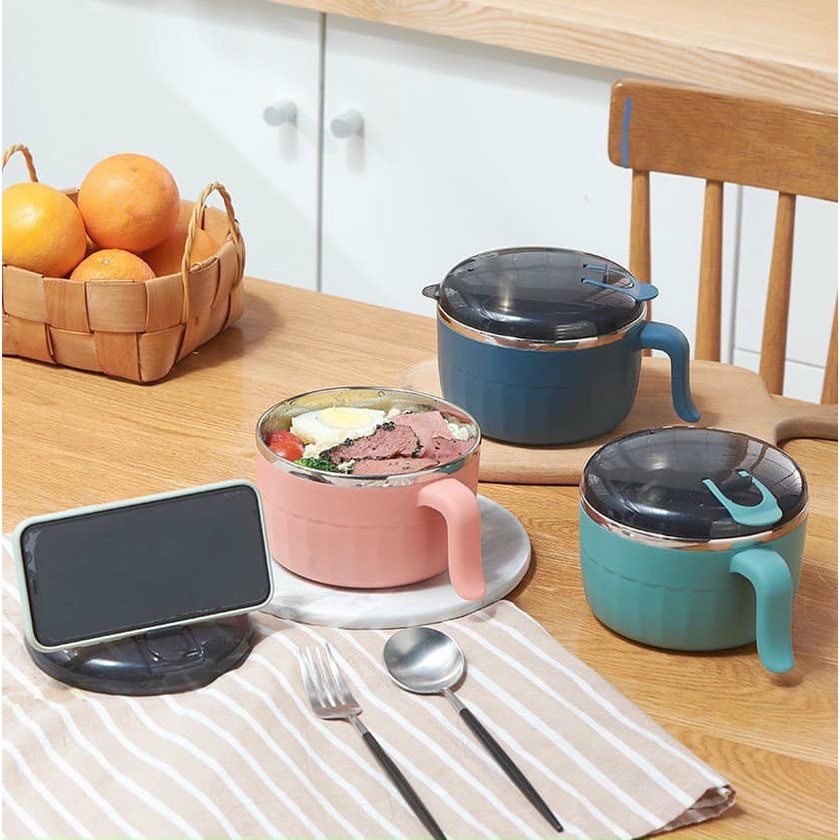 Bát ăn mì tôm lõi innox, có tay cầm tiện dụng