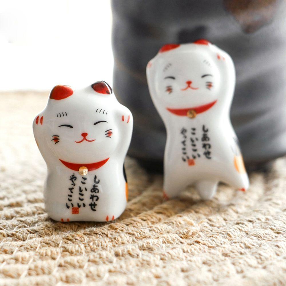 YIYU Set 5 Dụng Cụ Gác Muỗng Đũa Hình Mèo Hoạt Hình Bằng Sứ