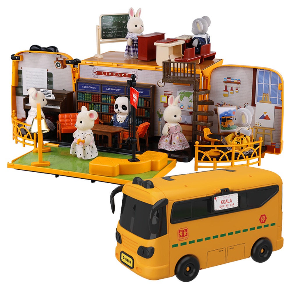 Mô Hình Đồ Chơi Xe Buýt/Biển Chuyển Động Vật/Xe Buýt/Động Vật Mini Tỉ Lệ 1/12 Cho Bé Gái