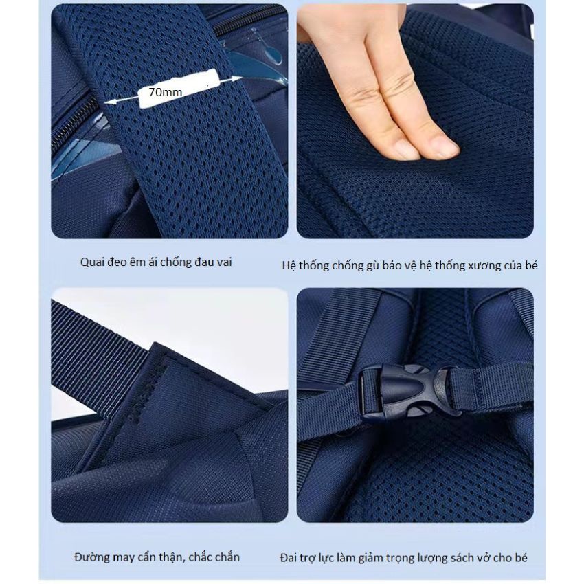 Cặp balo học sinh nam đi học cấp 1, cấp 2 chất liệu vải dù chống thấm nước cao cấp với nhiều ngăn tiện dụng BLHS13