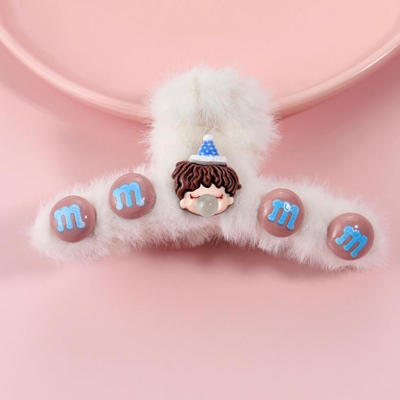 Kẹp tóc càng cua lông mềm nhiều hình ngộ nghĩnh dễ thương cute hạt me thời trang Hàn Quốc, June accessories