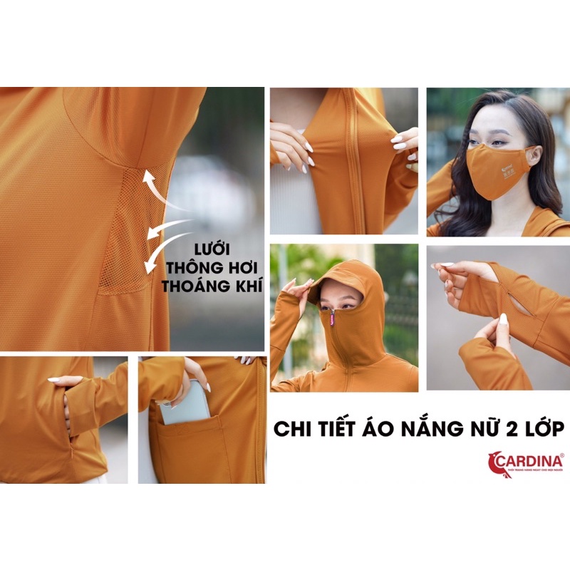 Áo Chống Nắng Nữ 𝐂𝐀𝐑𝐃𝐈𝐍𝐀 2 Lớp Chất Thun Lạnh Nhật Cao Cấp Chống Tia UV 2NF2