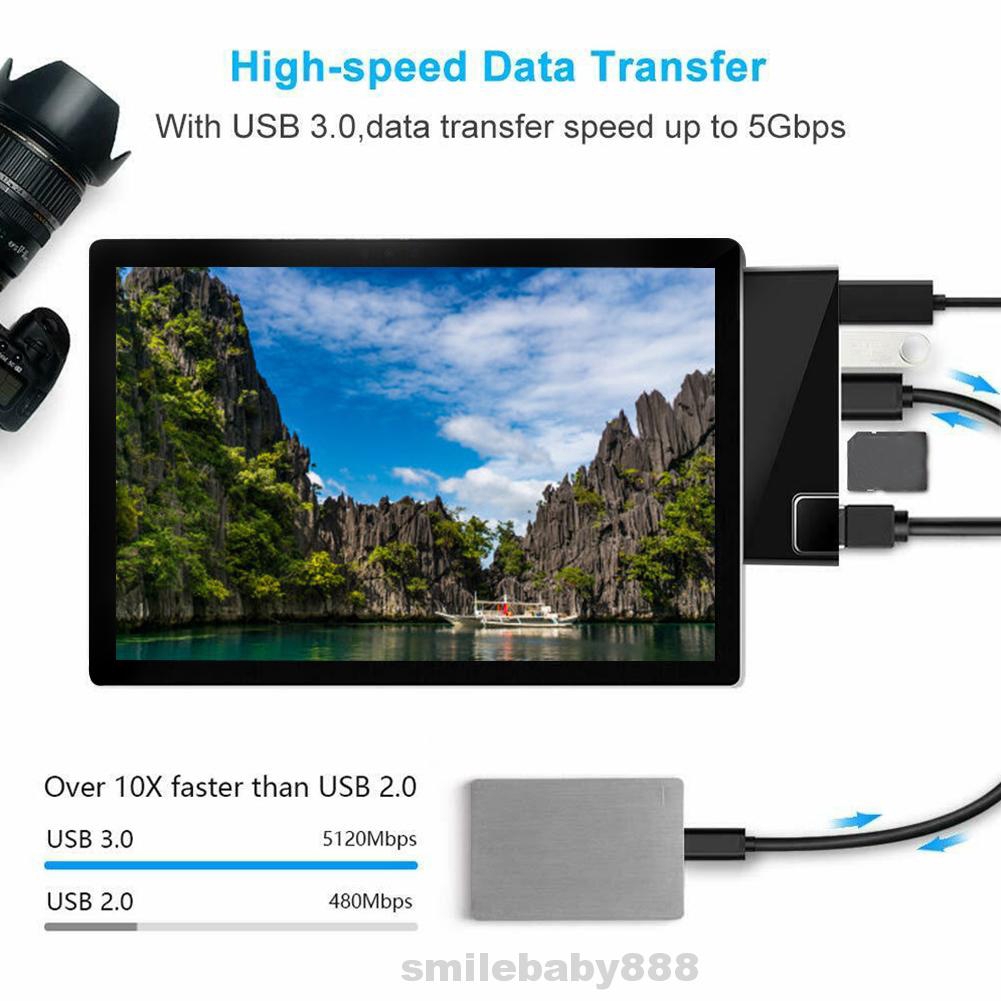 Đế Sạc Đa Năng Abs Và Play Usb Rj45 4k Hdmi Cho Surface Pro 6