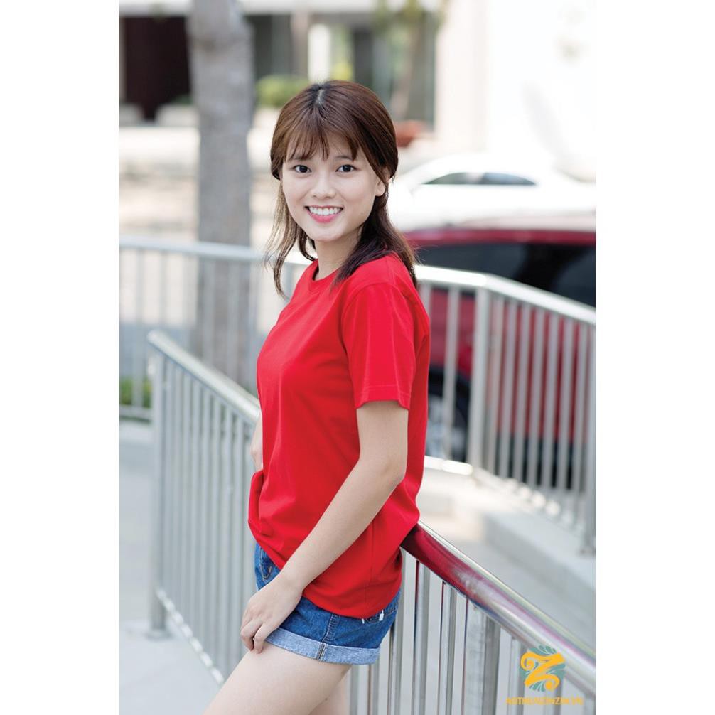 ÁO THUN TRƠN CỔ TRÒN MÀU ĐỎ TƯƠI TAY NGẮN NAM NỮ ( CÓ CẢ SIZE EM BÉ ) S46-15 🏆 ' Tốt