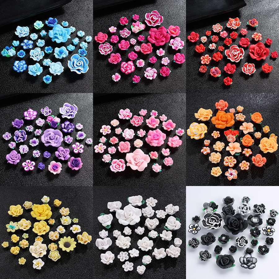 Túi 28 Bông Hoa Bằng Gốm Mềm Tự Trang Trí Cho Điện Thoại/Bông Tai