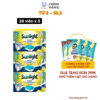 Combo 3 Hộp Viên Rửa Chén SUNLIGHT 5 in 1 Cho Máy Rửa Chén Bát 28V hộp