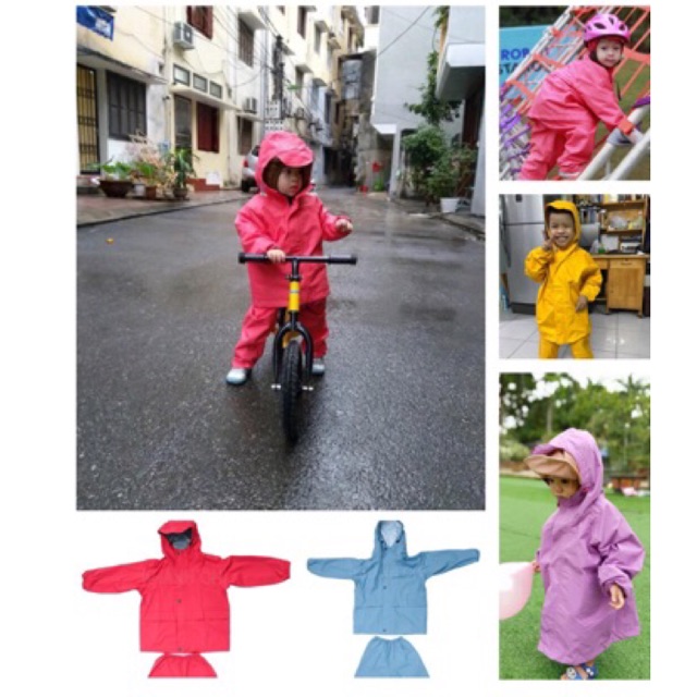 Bộ quần áo mưa xinh yêu cho bé (Chat để chọn màu)