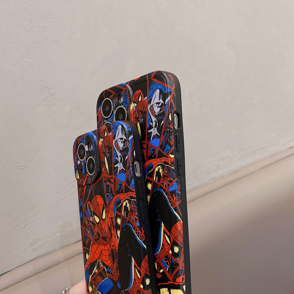 Ốp Điện Thoại Họa Tiết Marvel Spiderman Cho iPhone13Pro iP12Pro XS iPhone11 12Promax 13Promax 11 12 13 7P