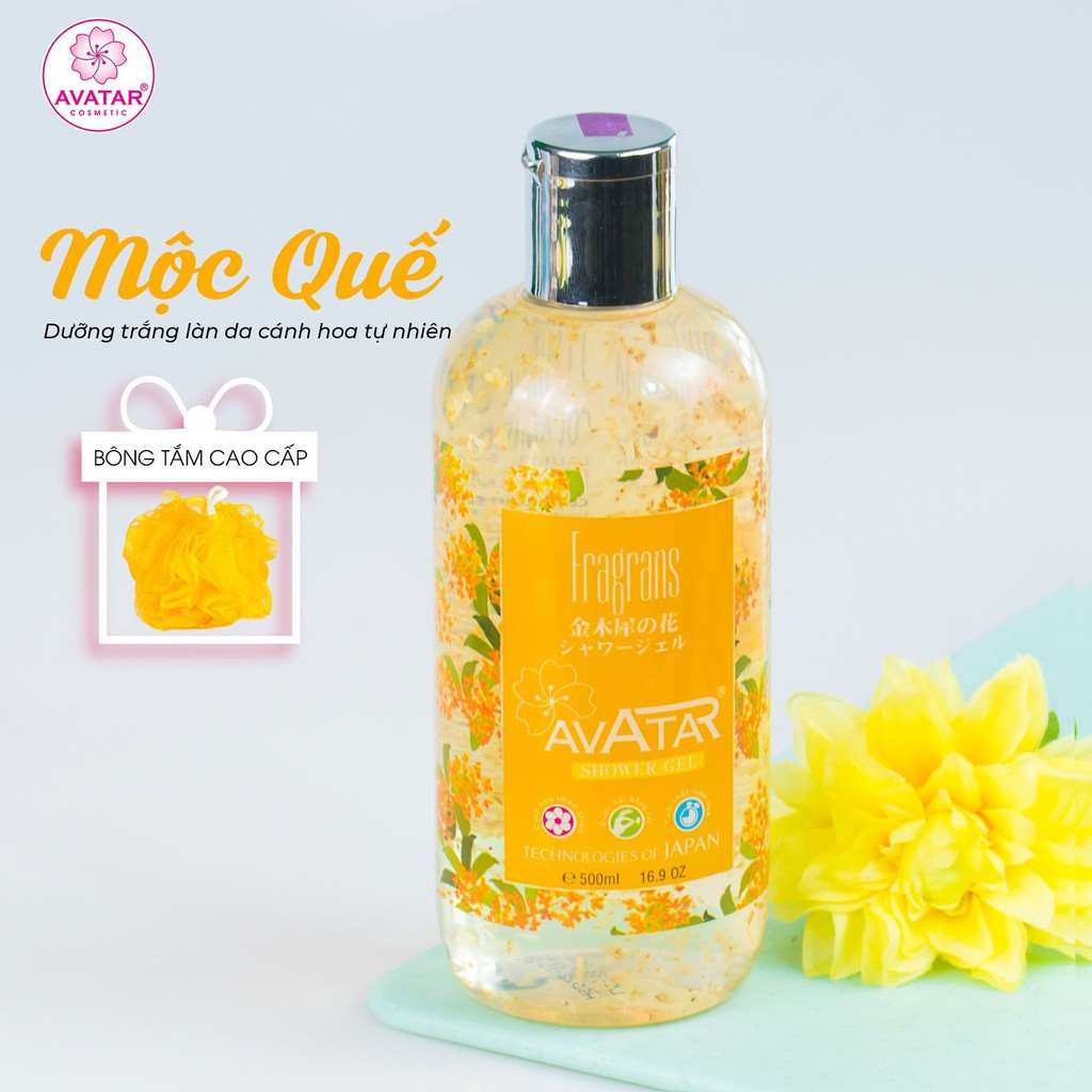 Sữa tắm nước hoa Nhật Bản cánh hoa Mộc Quế AVATAR  hương thơm quyến rũ 500ml