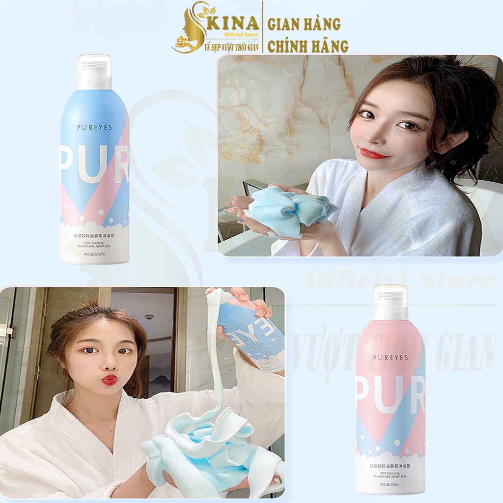 Sữa Tắm PUREYES , Sữa tắm nam nữ trắng da tạo bọt dưỡng ẩm nội địa trung SKINA 350ml