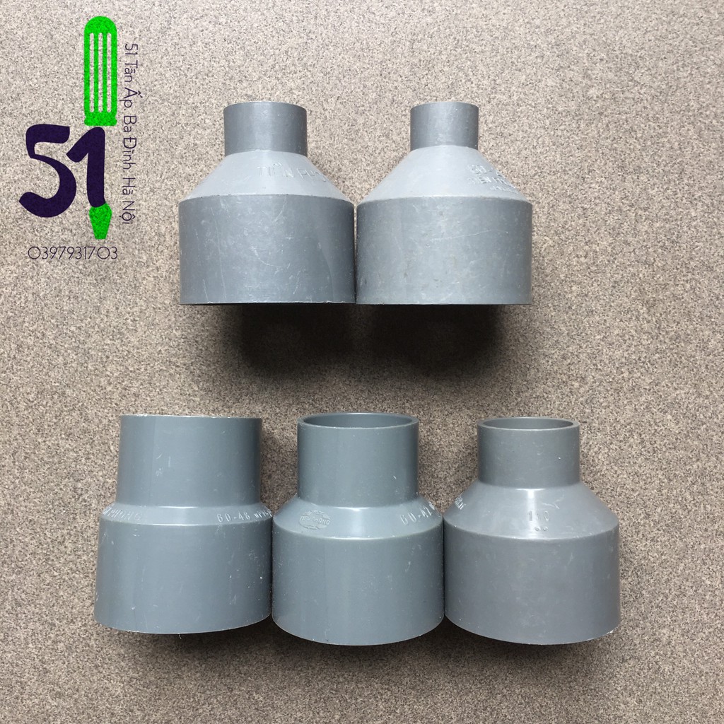 Nối giảm ống nhựa | Côn thu 60-48, 60-42, 60-34, 60-27, 60-21 ống nhựa PVC Tiền Phong