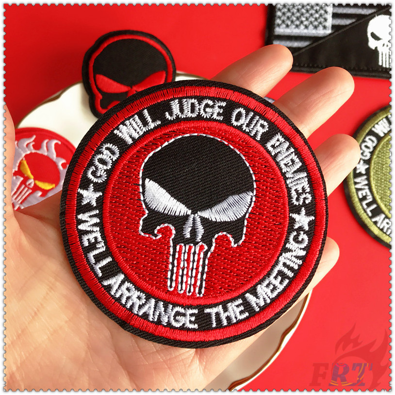 Miếng Vá Vải Dạng Ủi Thêu Trang Trí Đầu Lâu Cá Tính Phong Cách Hip Hop