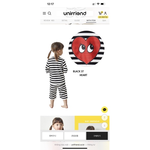 Bộ kặc nhà cotton kẻ hình trái tim cho bé xuất hàn dư xịn