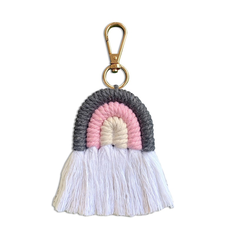 Móc Khóa Macrame Màu Cầu Vồng Phong Cách Boho Thời Trang Cho Nữ / Nam