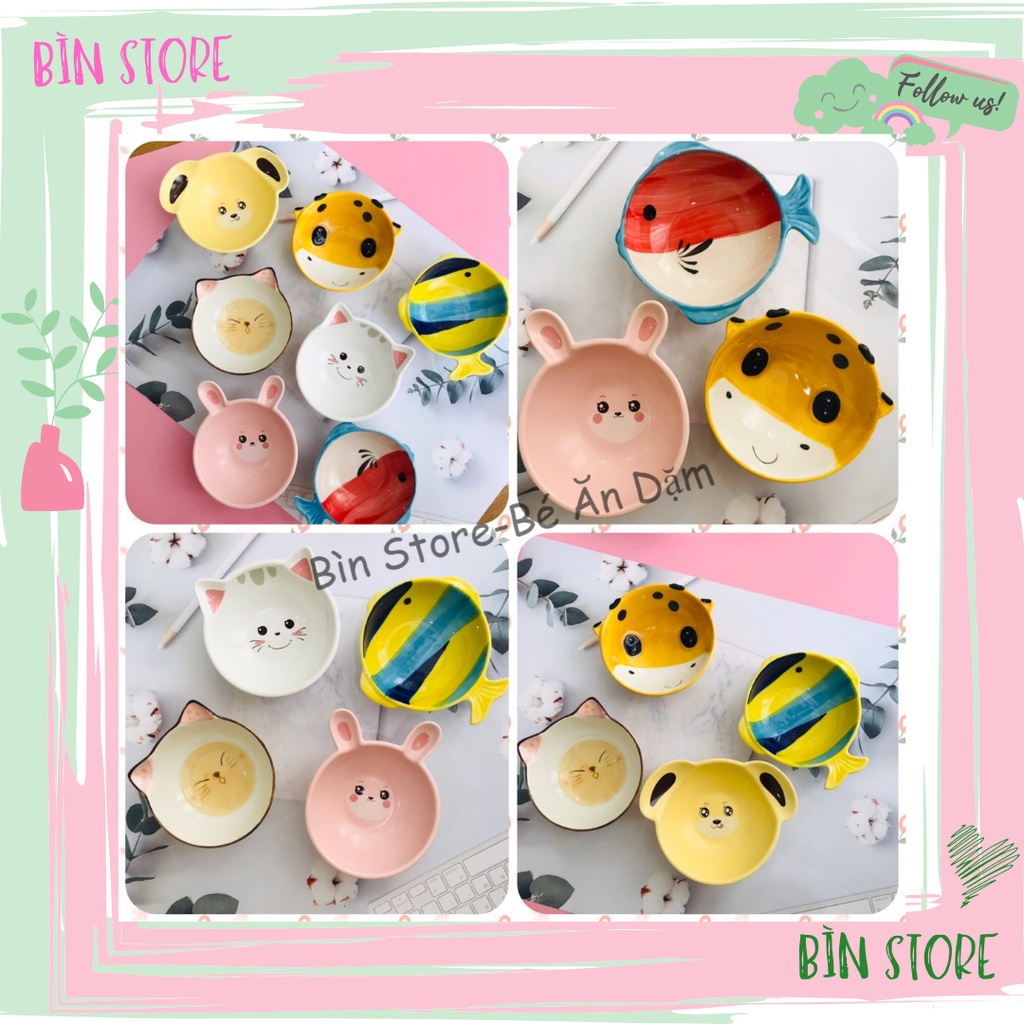 Tô ăn cơm cho bé, bát ăn dặm, chén cho bé ăn dặm, dụng cụ ăn dặm cho bé hình con vật dễ thương cao cấp BÌN STORE