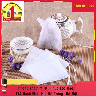 {Mua 5 Tặng trà thải độc}-Set 100 túi lọc trà thảo mộc 5.5 x 7 có dây rút bằng vải không dệt siêu tiện lợi