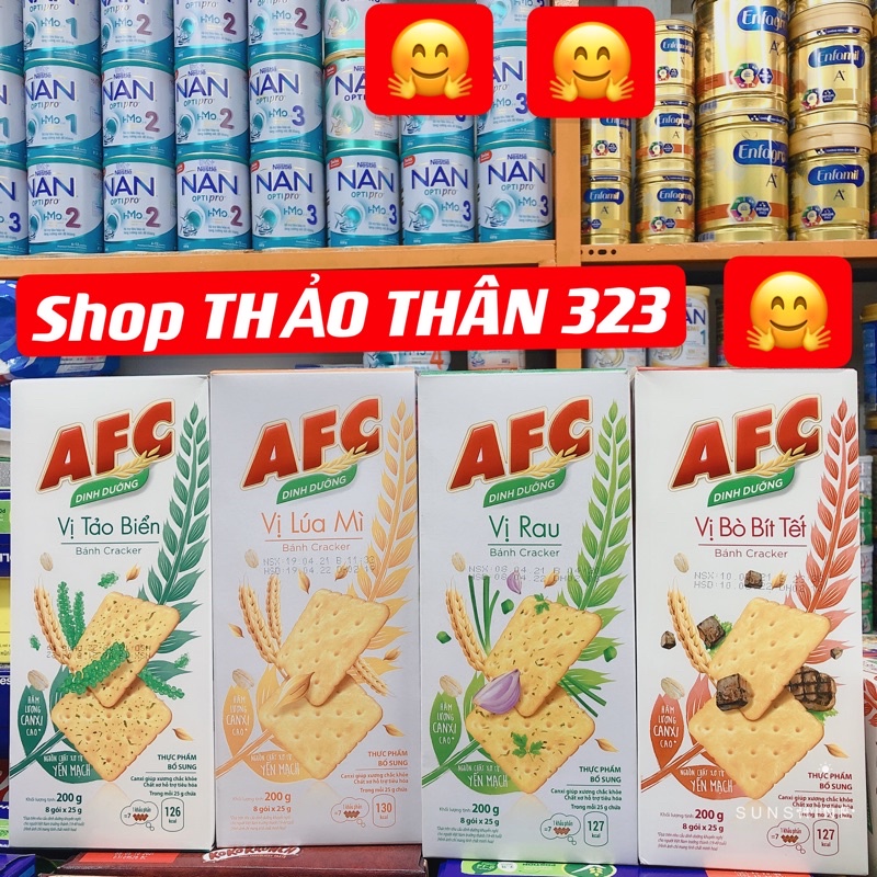 MẪU MỚI-Bánh Dinh Duỡng AFC (Vị Lúa Mạch, Vị Rau, Vị Bò Bít Tết) 200g