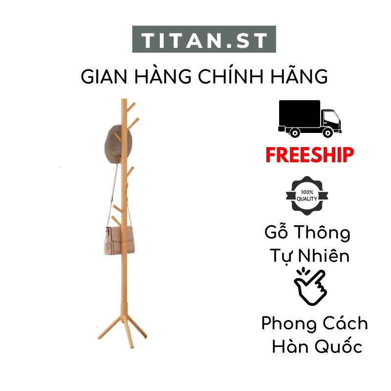 Giá Treo Quần Áo, Cây Treo Quần Áo Gỗ Đa Năng Vintage Decor Kiểu Hàn titan.st