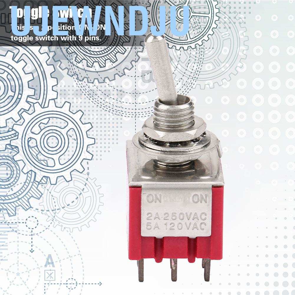 Ujewndju 5×Mini Toggle Switch 3PDT 2 Position ON-ON 9-PIN 250V 2A 120V 5A Red MTS-302 lsy