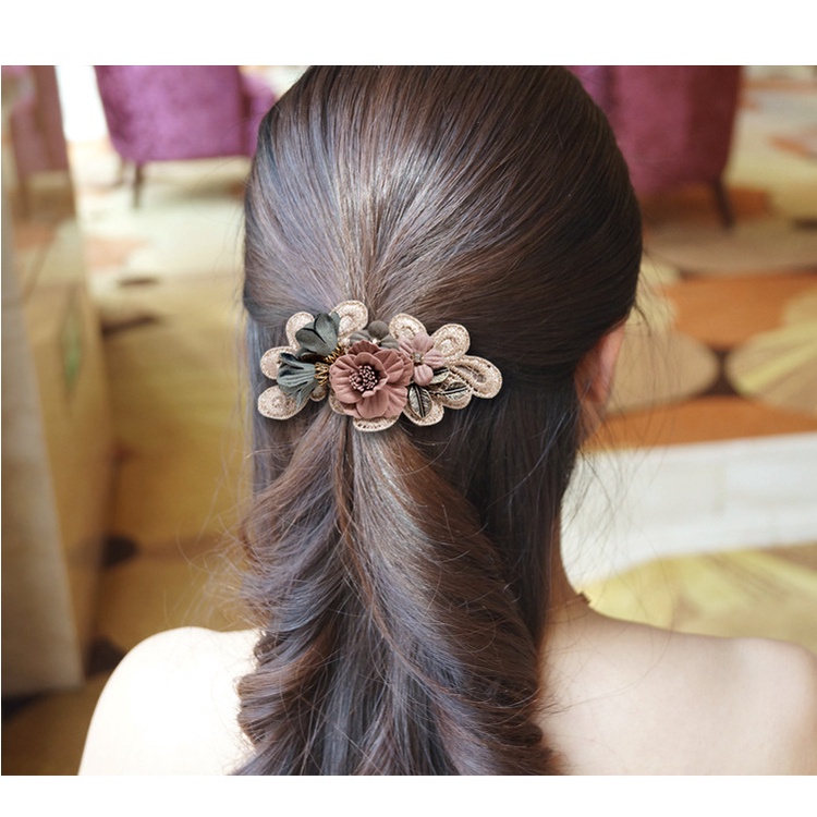 Kẹp Tóc Đính Nơ Ren Hoa Thời Trang Cho Nữ
