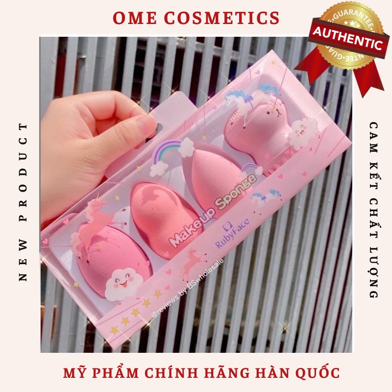 Set bông mút trang điểm kèm cọ rửa mặt bạch tuộc tiện dụng Omecosmetic