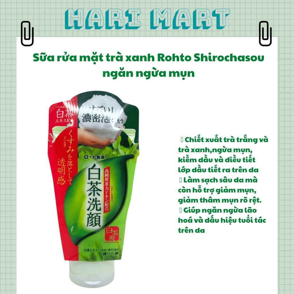 Sữa rửa mặt trà xanh Rohto Shirochasou ngăn ngừa mụn | WebRaoVat - webraovat.net.vn