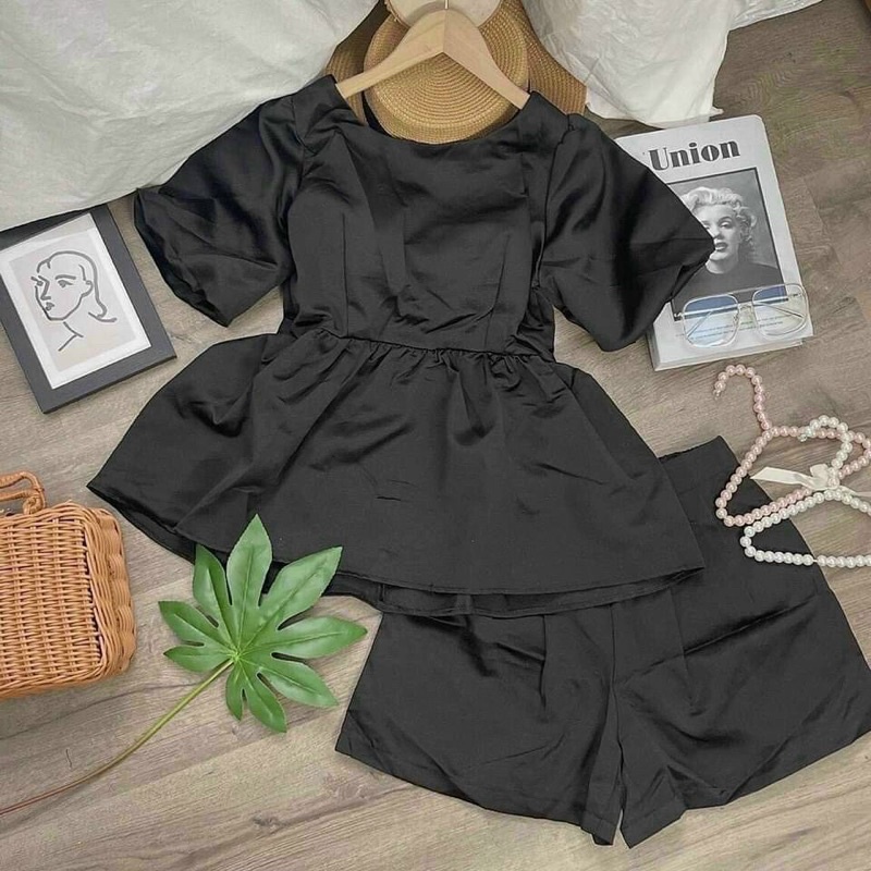 set short áo nơ lưng tay bồng