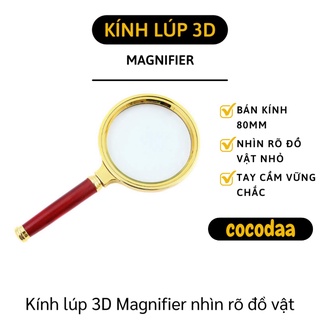 Kính phóng to - Kính Lúp 3D 80mm có tay cầm giúp bạn nhìn rõ những kích thước nhỏ  2639 [FREESHIP]