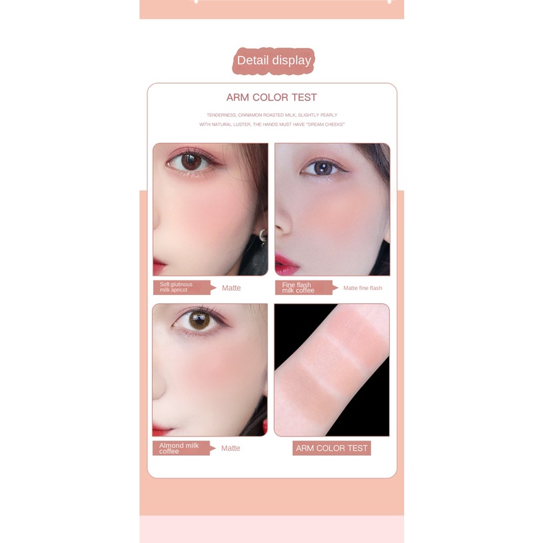 Phấn Má Hồng NOVO Ba Màu Lâu Trôi Chống Thấm Nước Không Cân Bằng Dầu 3 Màu Để Chọn