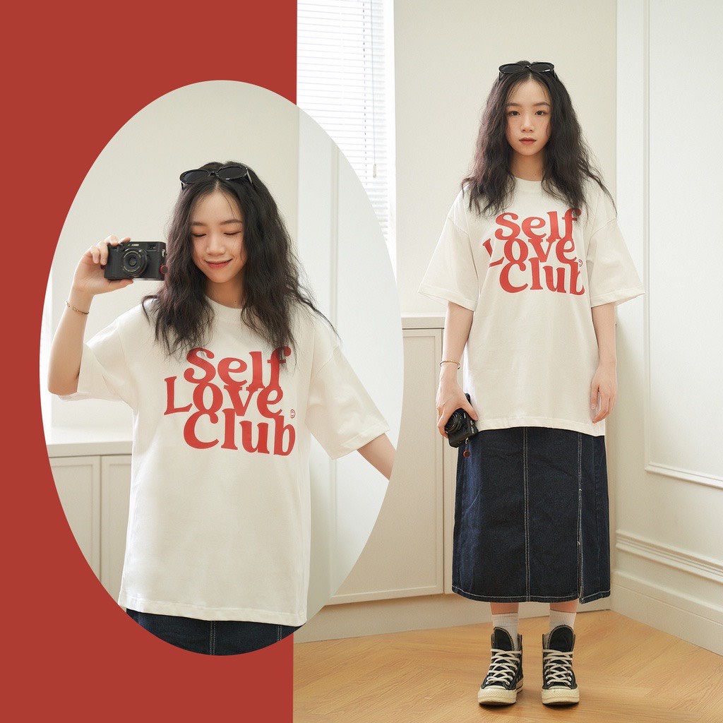 Áo thun tay lỡ G1SHOP vải coton dày dặn, co dãn, form rộng - Self Love Club